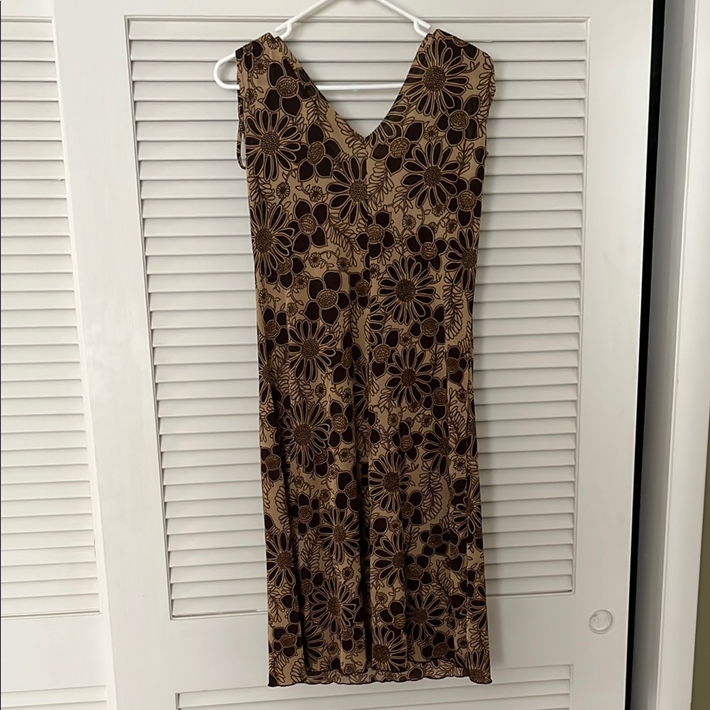 Elegant Brown Floral Dress Large - Picture 5 of 6